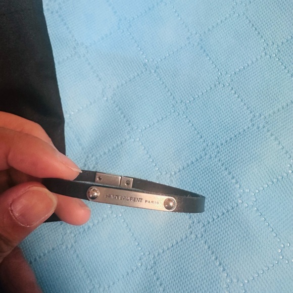 Saint Laurent ID Plaque Bracelet in Leather - Picture 1 of 6